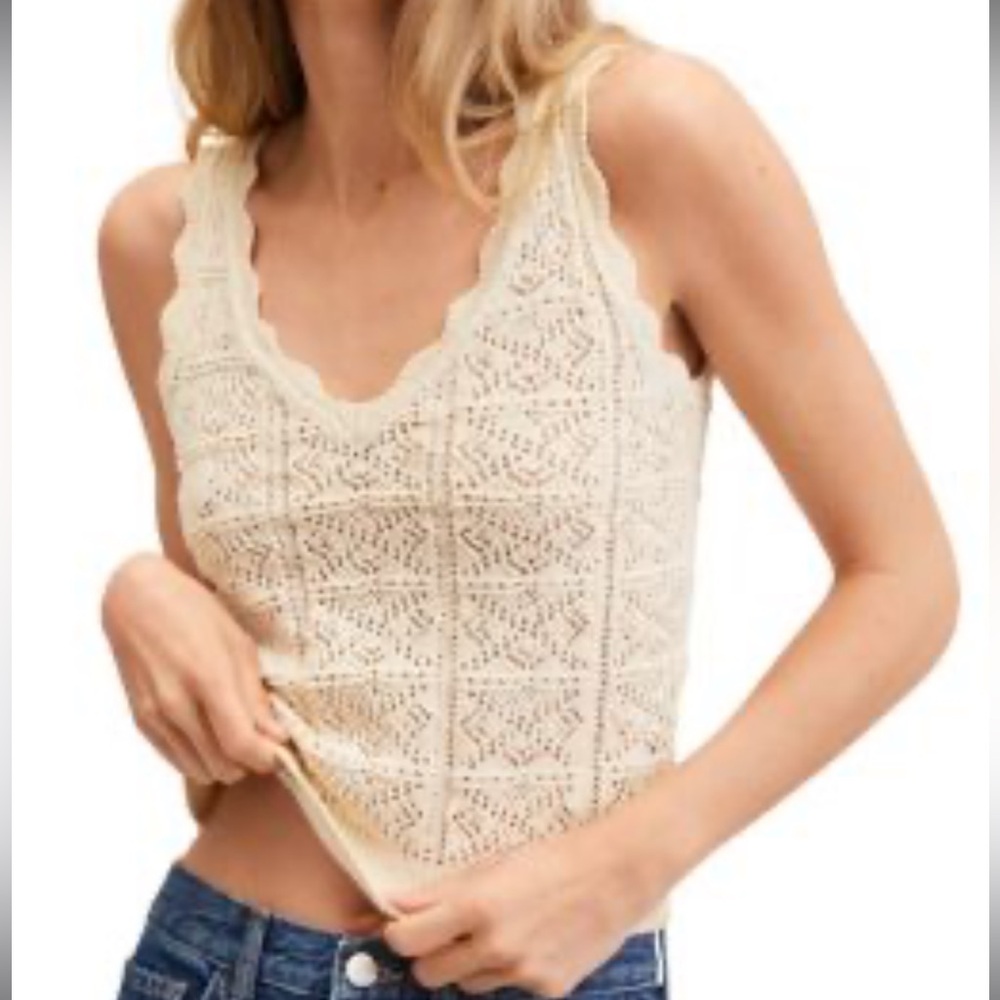 Mango Cream Lace Tank Top
